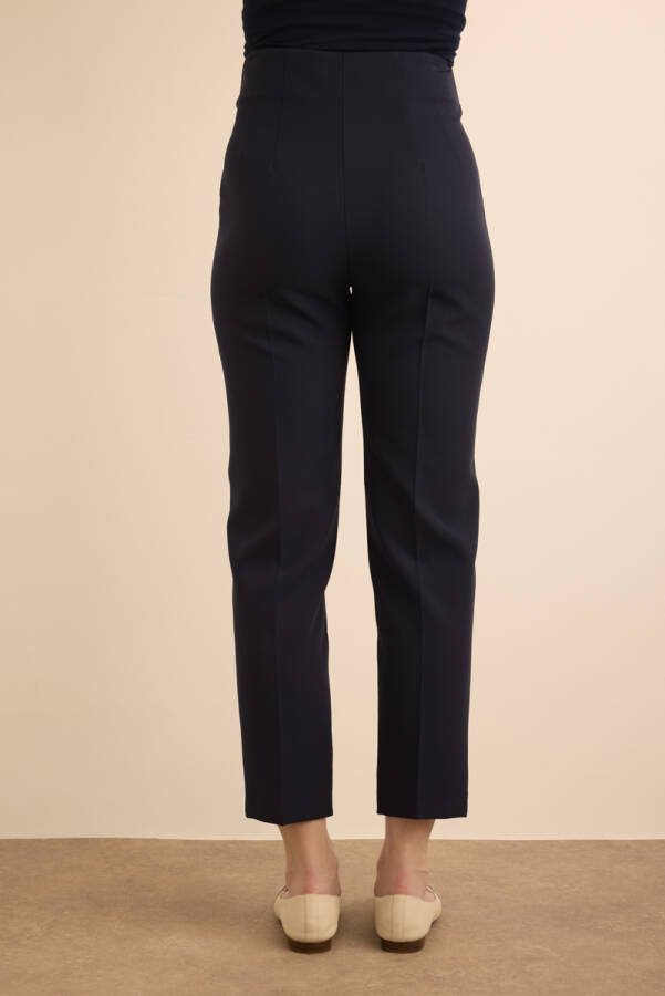 Lacivert Önü Cep Detaylı Dokuma Pantolon - 6