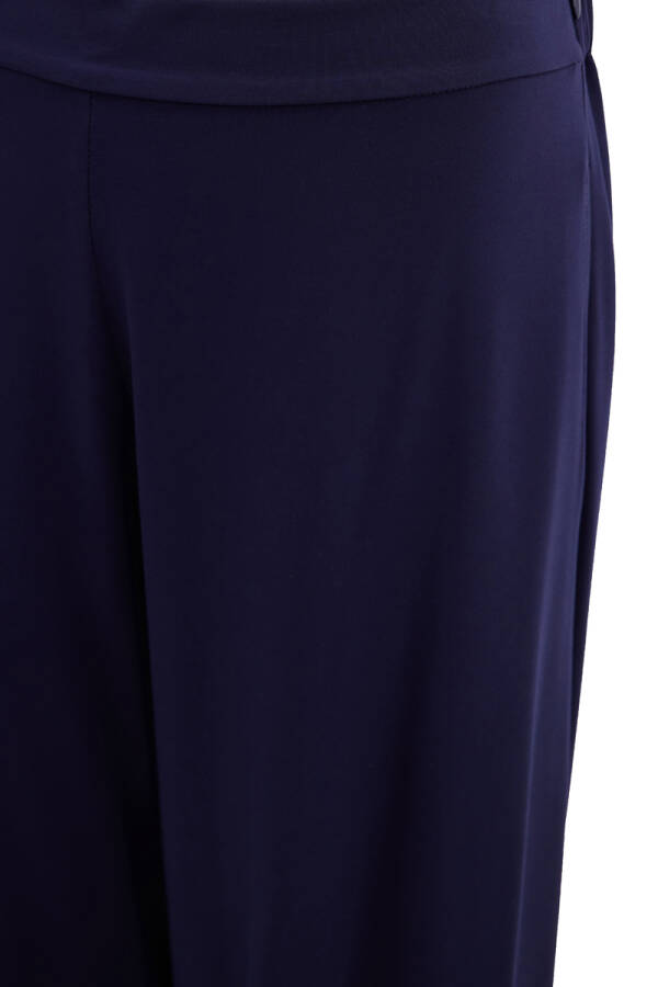 Lacivert Örme Arka Bel Lastikli Pantolon Etek - Aker (1)