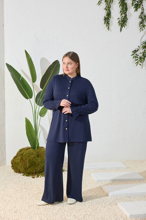 Lacivert Örme Rahat Pantolon - 1