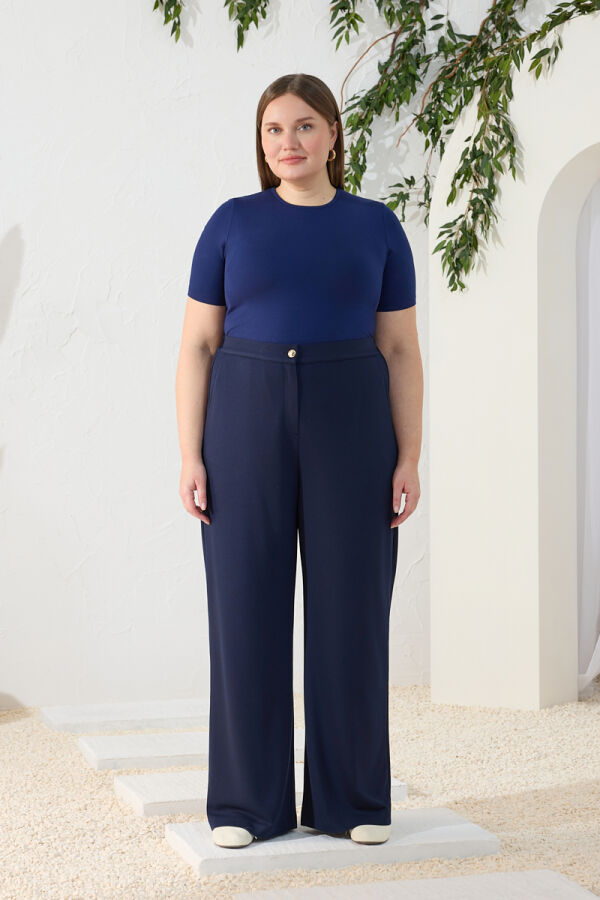 Lacivert Örme Rahat Pantolon - 2
