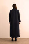 Lacivert Özel Dokuma Kumaştan Viscon İçerikli Pardösü - 7