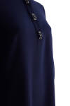 Lacivert Patı İşleme Detaylı Elbise - 2