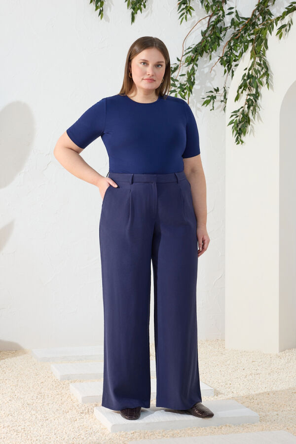 Lacivert Pileli Pantolon - 2