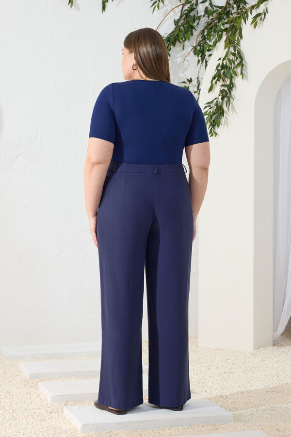 Lacivert Pileli Pantolon - 6