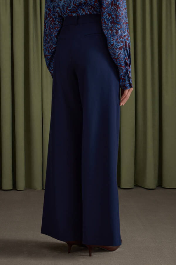 Lacivert Pileli Pantolon - 6