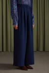 Lacivert Pileli Pantolon - 4