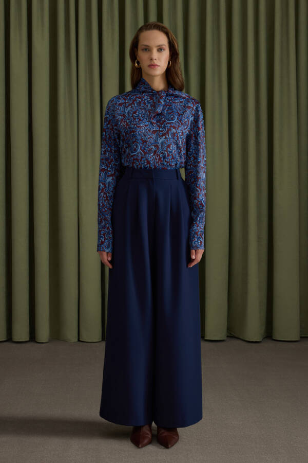 Lacivert Pileli Pantolon - Aker (1)