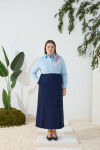 Lacivert Pilikaşe Detaylı Klasik Etek - 1