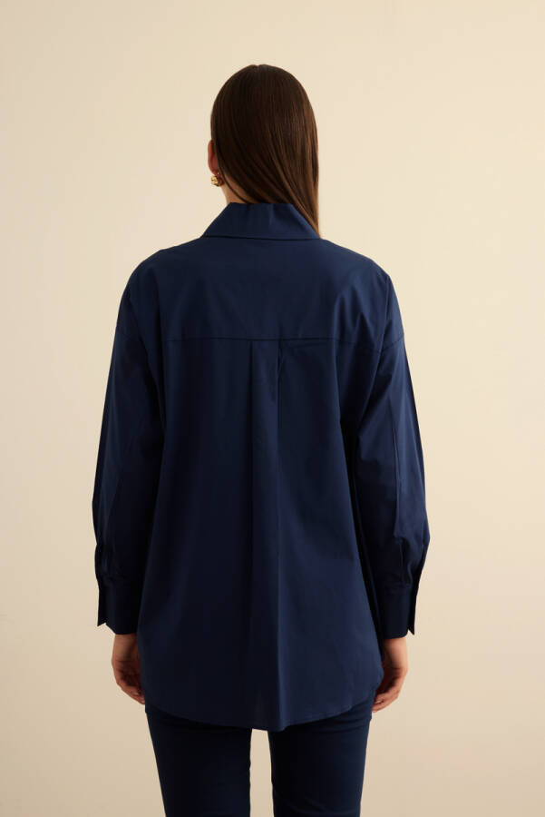Lacivert Rahat Form Cotton Gömlek - 7