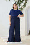 Lacivert Rahat Giyim Beli Lastikli Pantolon Etek - 3
