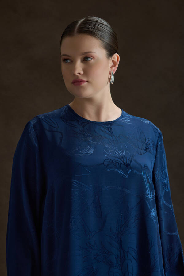 Lacivert Rayon Viscon Bluz - 4