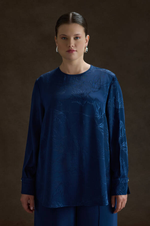 Lacivert Rayon Viscon Bluz - Aker (1)