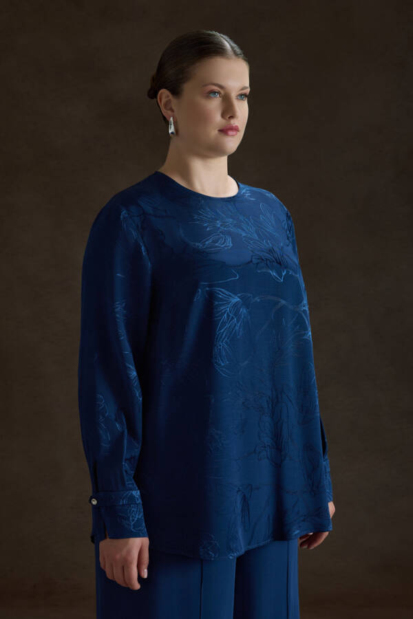 Lacivert Rayon Viscon Bluz - 3