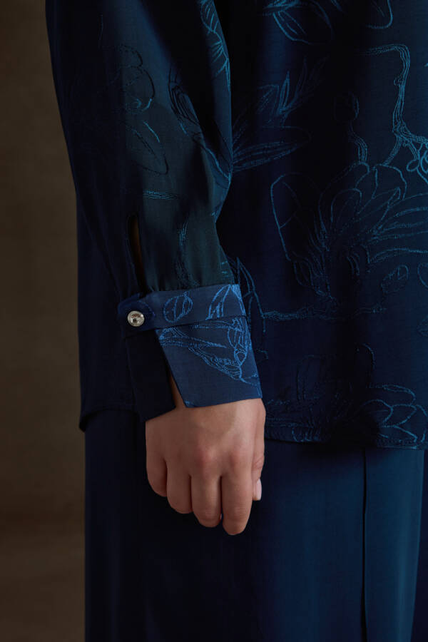 Lacivert Rayon Viscon Bluz - 5