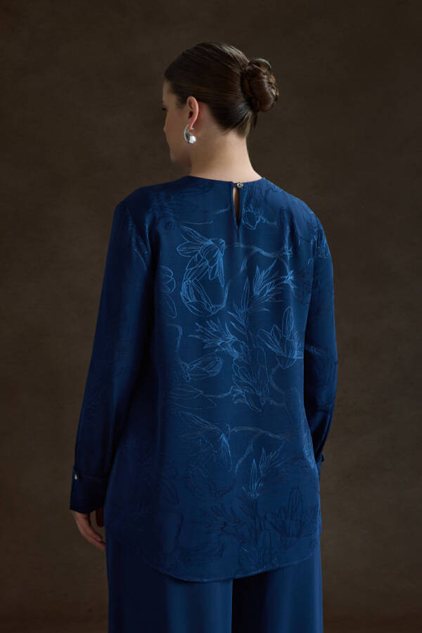 Lacivert Rayon Viscon Bluz - 6