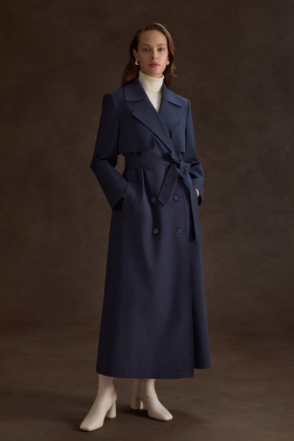 Lacivert Rüzgarlık Detaylı Trençkot - Aker (1)