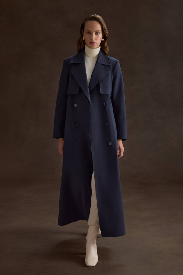 Lacivert Rüzgarlık Detaylı Trençkot - 3