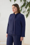 Lacivert Şal Yaka Bluz - 3