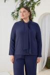 Lacivert Şal Yaka Bluz - 4