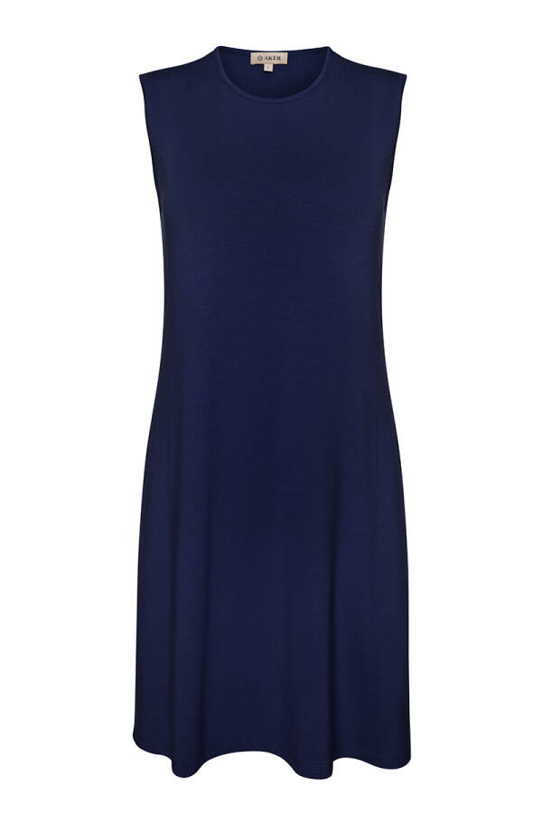 Lacivert Sıfır Kol Bisiklet Yaka Tunik - Aker