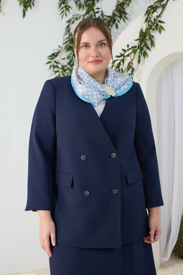 Lacivert Sıfır Yaka Fleto Cepli Ceket - 3