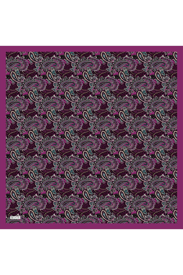 Mor Etnik Desenli Soft Touch Eşarp - 1