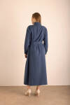Lacivert Tencel Cotton Gömlek Elbise - 6