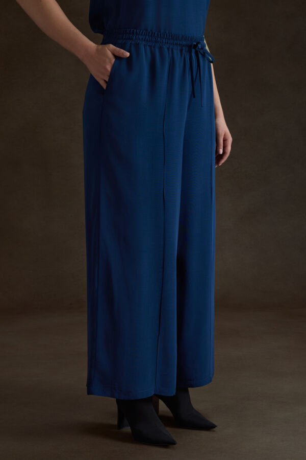 Lacivert Tencel Pantolon - 4