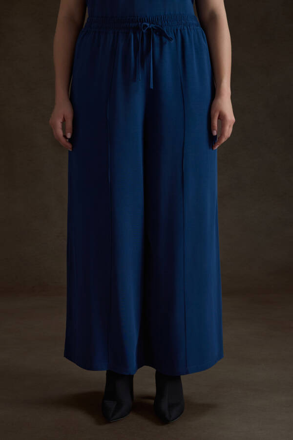 Lacivert Tencel Pantolon - 2