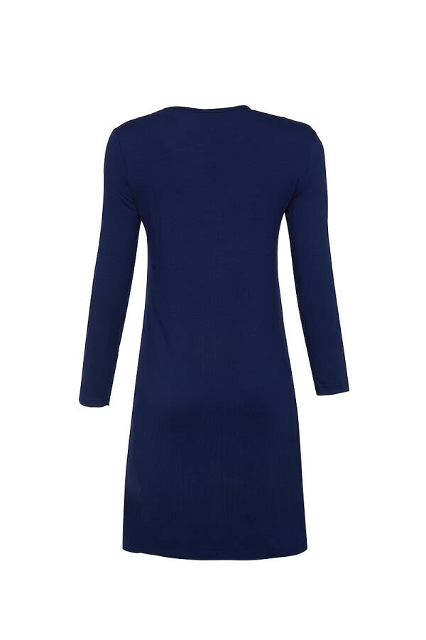 Lacivert Uzun Kollu Bisiklet Yaka Tunik - 3