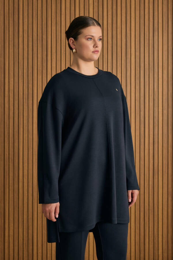 Lacivert Viscon Örme Sweatshirt - Aker (1)
