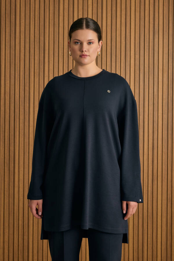 Lacivert Viscon Örme Sweatshirt - Aker