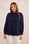 Lacivert Volan Detaylı Bluz - 2