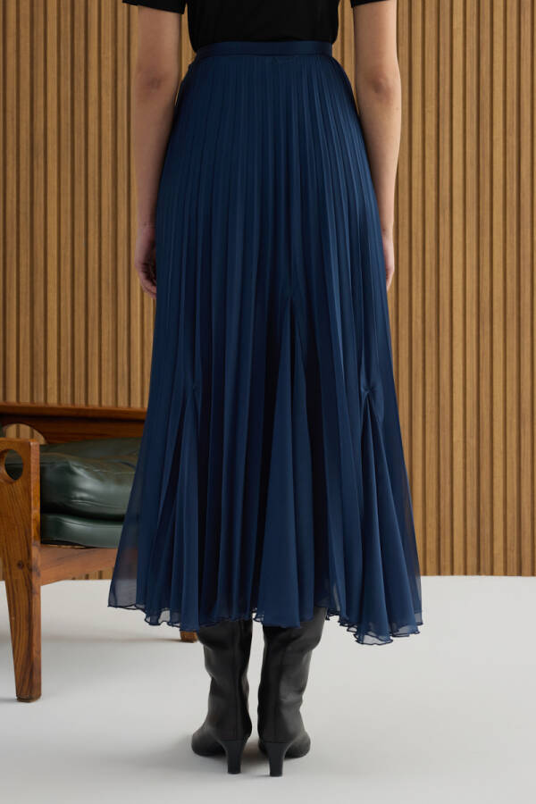 Lacivert Volanlı Pilise Etek - 6