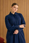 Lacivert Yaka ve Kol Ucu Organze Detaylı Ferace - 2