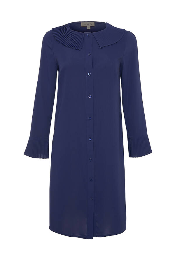 Lacivert Yaka Ve Manşeti Pilise Garnili Tunik - Aker