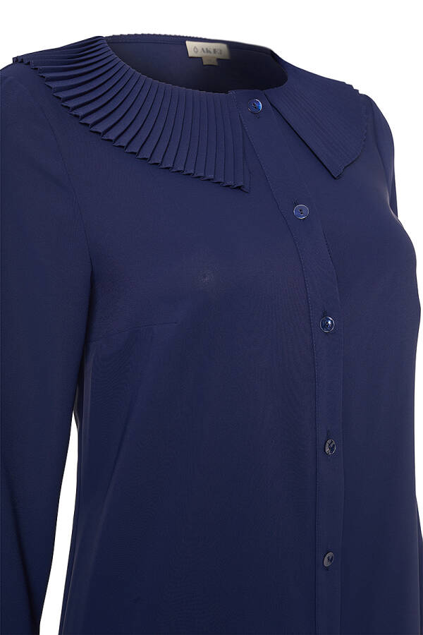 Lacivert Yaka Ve Manşeti Pilise Garnili Tunik - Aker (1)