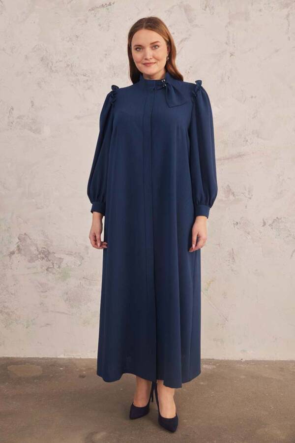 Lacivert Yakası Fiyonk Detaylı Ferace - 2