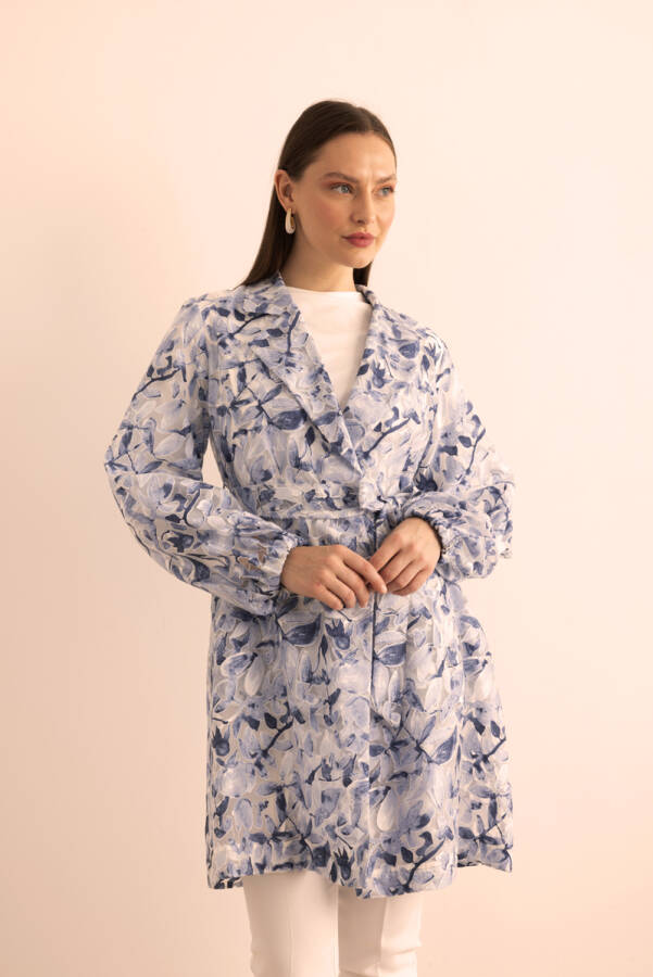 Lacivert Yakma Organze Kumaştan Transparan Kap - 2