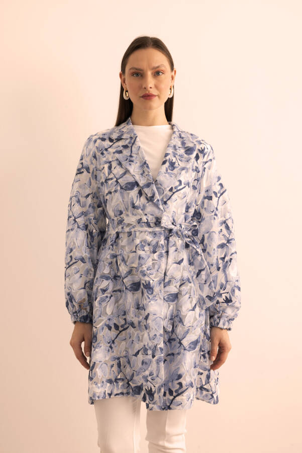 Lacivert Yakma Organze Kumaştan Transparan Kap - 4