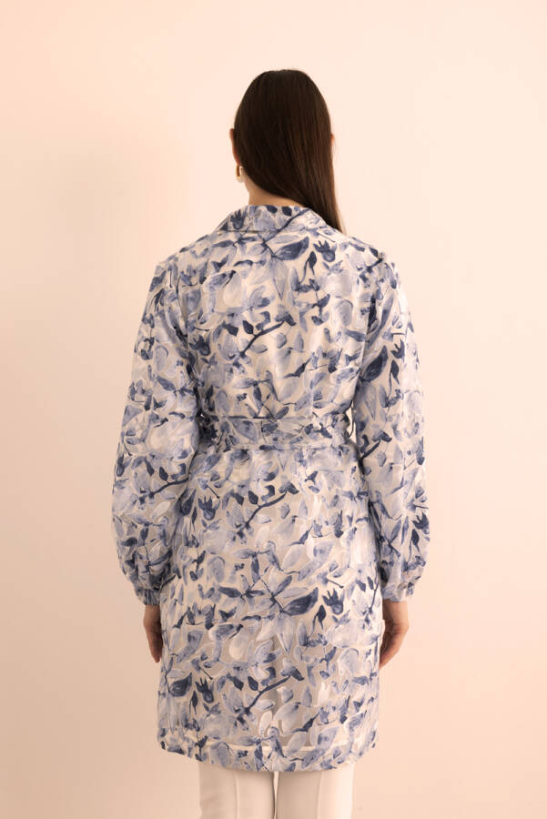 Lacivert Yakma Organze Kumaştan Transparan Kap - 7