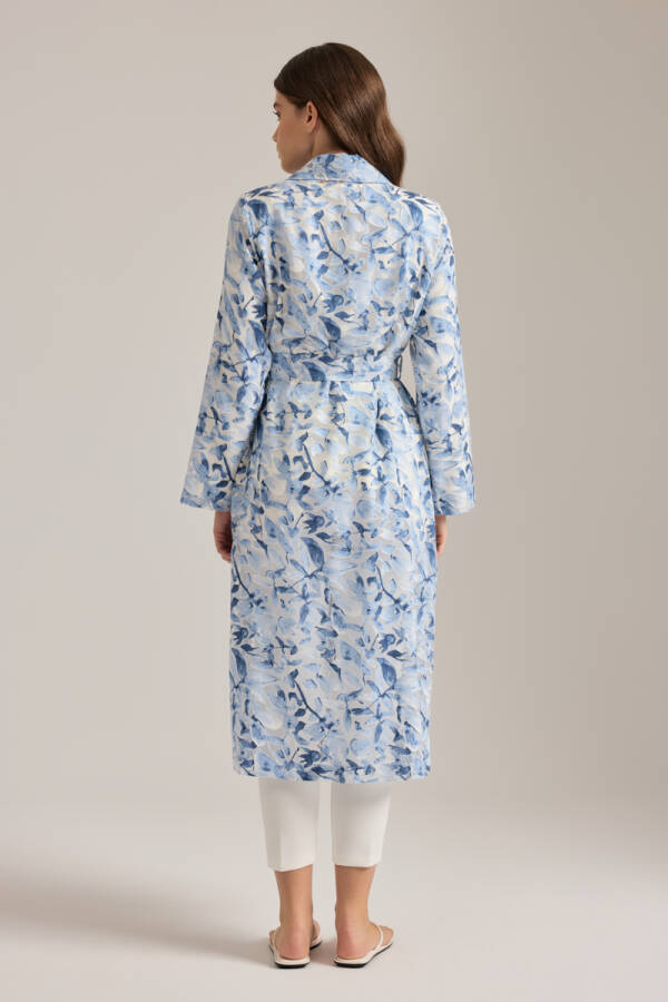 Lacivert Yakma Organze Kumaştan Transparan Trençkot - 6