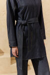 Lacivert Yıkamalı Denim Tunik - 5