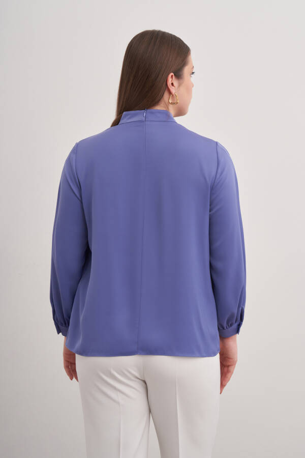 Lavanta Pili Detaylı Dik Yakalı Bluz - 6