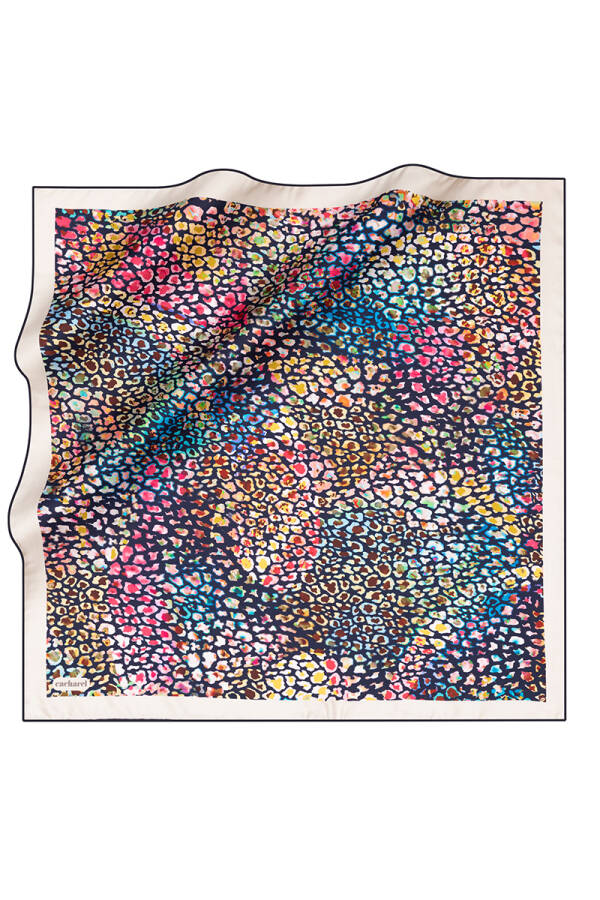 Renkli İpek Twill Eşarp - 1