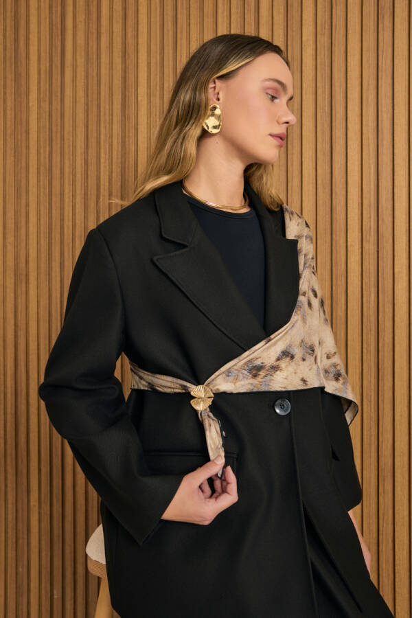 Light Gold Yelpaze Metal Eşarp Yüzüğü - 4