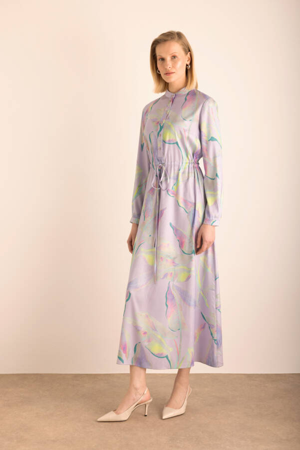 Lila Desenli Elbise - 2