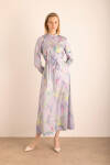 Lila Desenli Elbise - 6