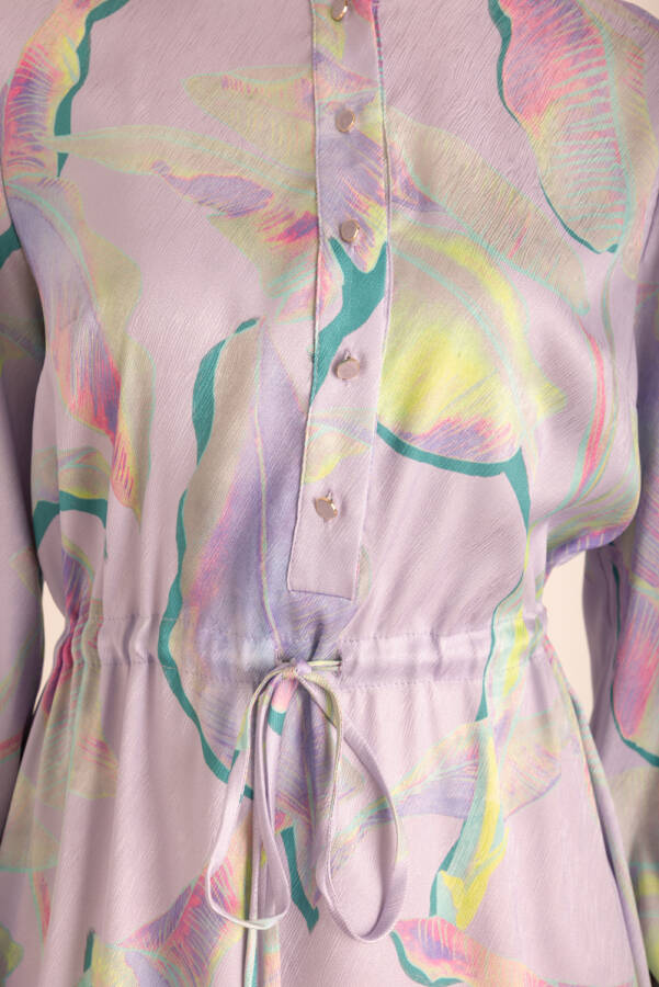 Lila Desenli Elbise - 3