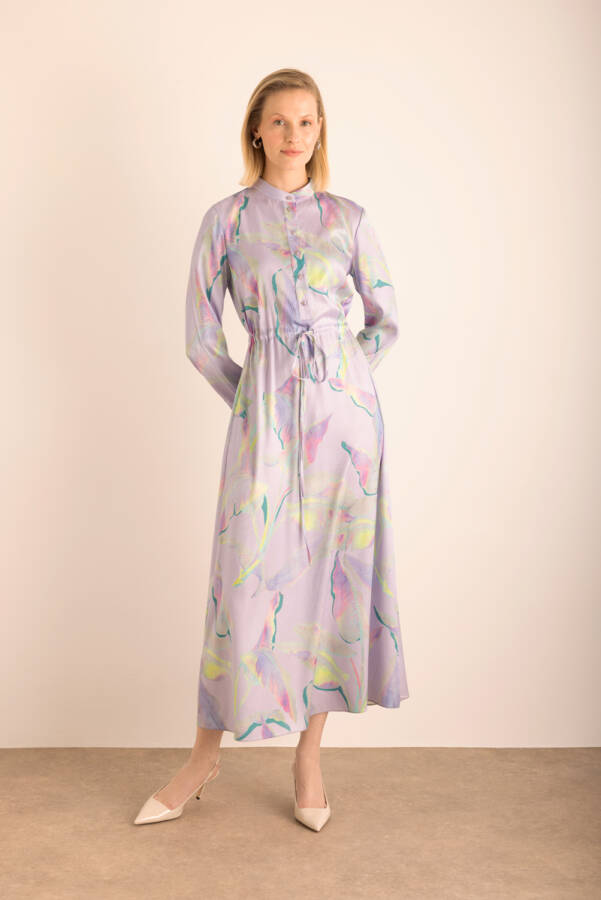 Lila Desenli Elbise - 6